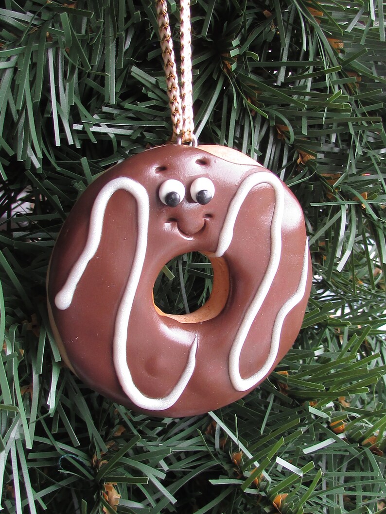 Donut Christmas Ornament Chocolate Donut Ornament Christmas Etsy