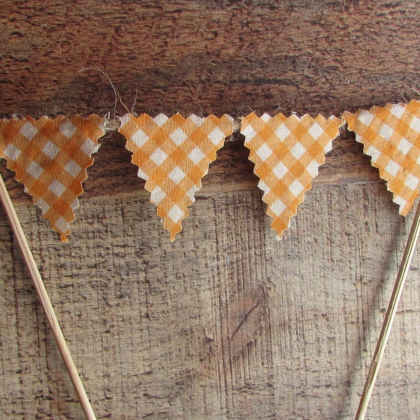 Orange Gingham Cake Topper Orange White Gingham Cake Banner Bunting Pennant Check Checkered Farmers Market Picnic Garden BBQ Vintage Baby