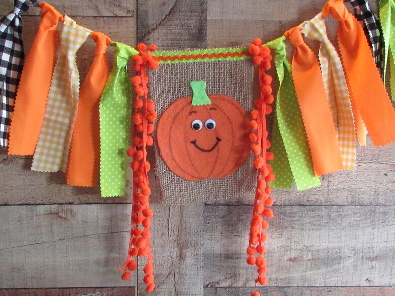 Pumpkin Home Decor Banner Fall Fireplace Mantel Orange Green Etsy