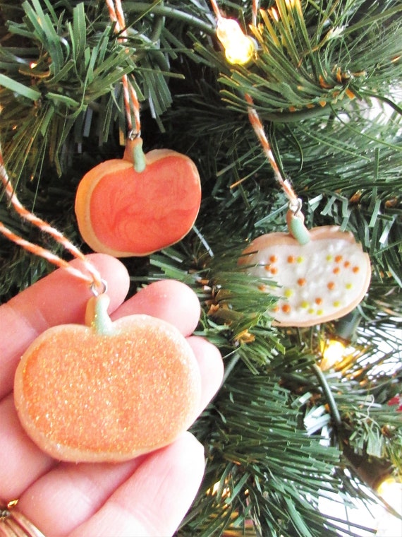1 MINI Pumpkin Shaped Sugar Cookie Ornament Fall Autumn Harvest Tree Cookie Ornament Food Baker Bakery Gift Orange Pumpkin Mini Tree Decor Il_570xn