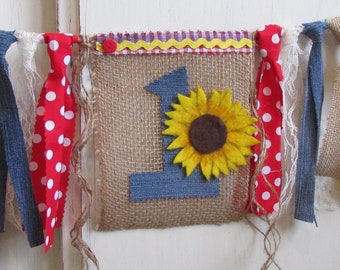 Sunflower High Chair Highchair Banner Photo Prop Farmers Market First Birthday Red Yellow Gingham Sunflower Photo Prop County Fair Picnic