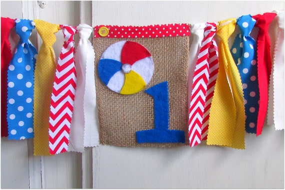 Beach Ball High Chair Highchair Banner First Birthday