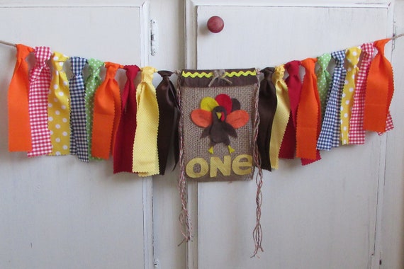 Turkey High Chair Banner Turkey Theme Thanksgiving First Birthday Fall Birthday Photo Prop Highchair Garland Autumn Harvest Fall Colors