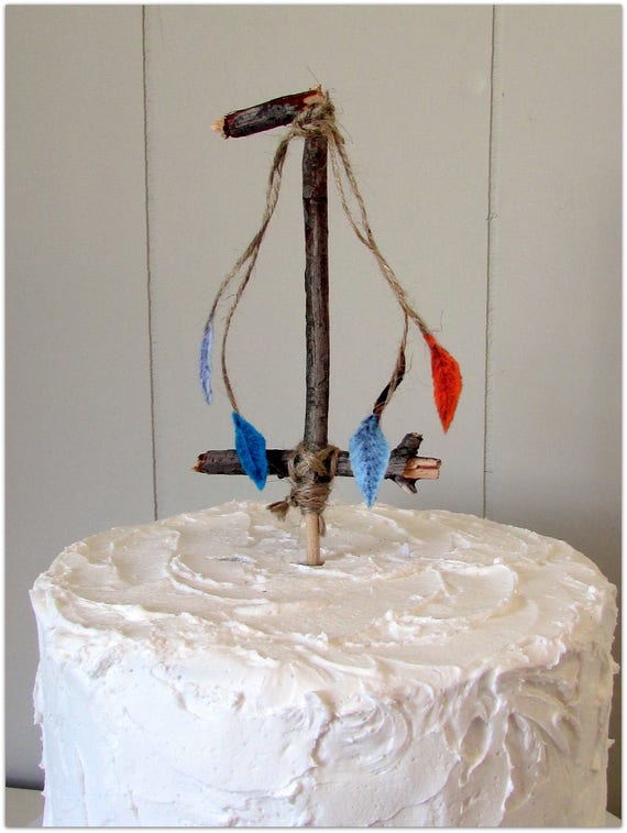 Wild One Cake Topper, Wild One Birthday, Tribal Cake Topper, Teepee Birthday Theme, Wild One Theme, Feather Cake Topper, Blue Orange Gray Il_570xn