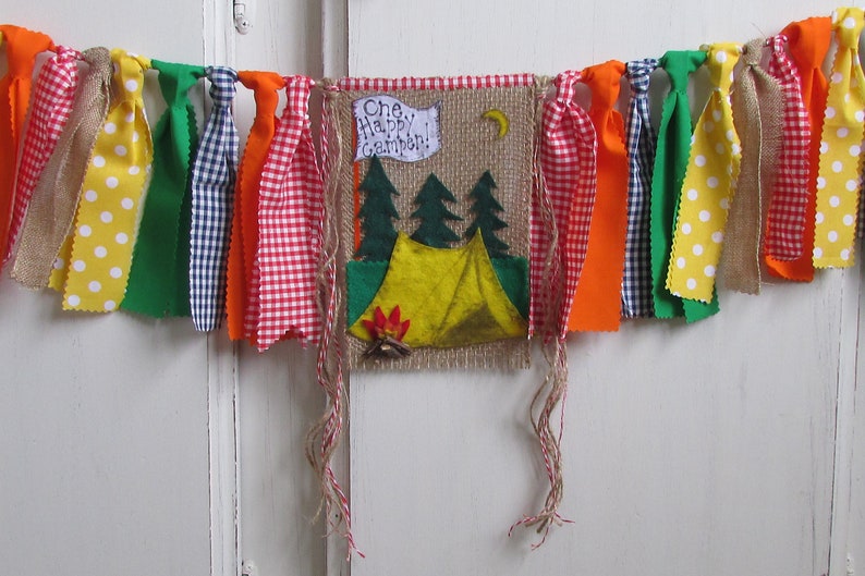 Camp Birthday Smores Camp Tent Camping Birthday Banner High Chair Garland One Happy Camper Camping Party Campfire Banner Campfire Birthday