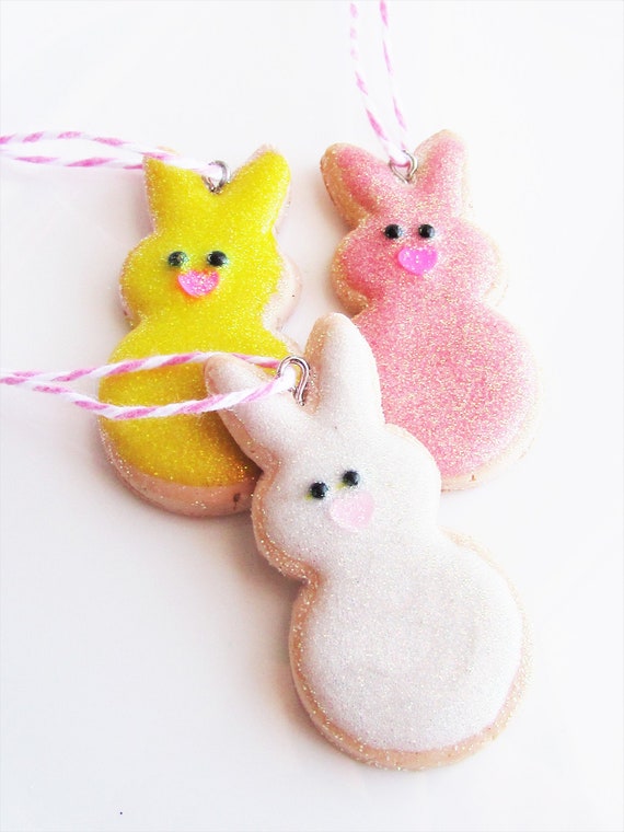 1 MINI Easter Sugar Cookie Ornament Easter Spring Tree Marshmallow Bunny Rabbit Shaped Cookie Ornaments Funny Food Baker Bakery Easter Gift Il_570xn