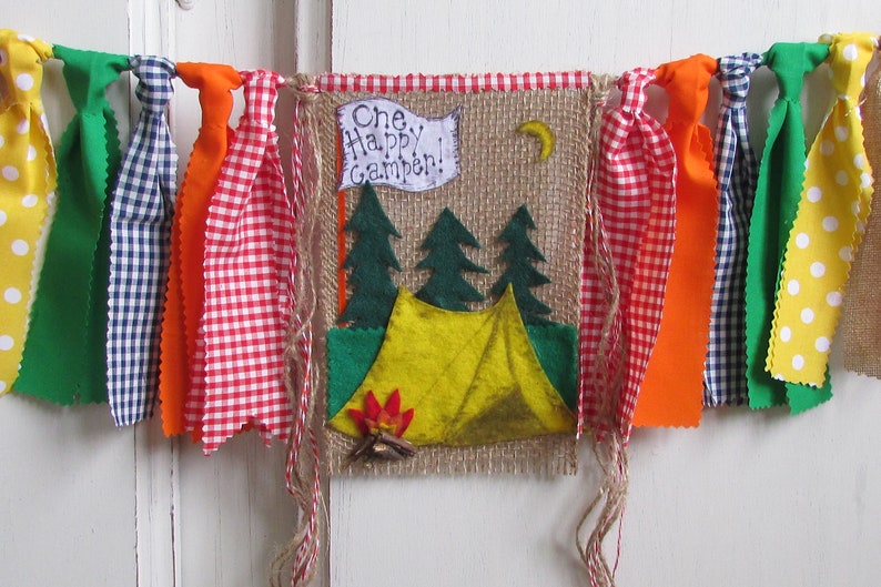 Camp Birthday Smores Camp Tent Camping Birthday Banner High Chair Garland One Happy Camper Camping Party Campfire Banner Campfire Birthday