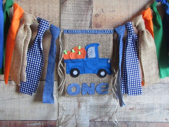 Pumpkin Truck High Chair Banner Pumpkin Highchair Banner Pumpkin Theme One Blue Truck Little Pumpkin Birthday Our Little Pumpkin Photo Prop Il_570xn