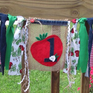 Strawberry Birthday High Chair Banner Berry Sweet to be One First Birthday Photo Prop Cake Smash Gingham Farmers Market Picnic County Fair image 4