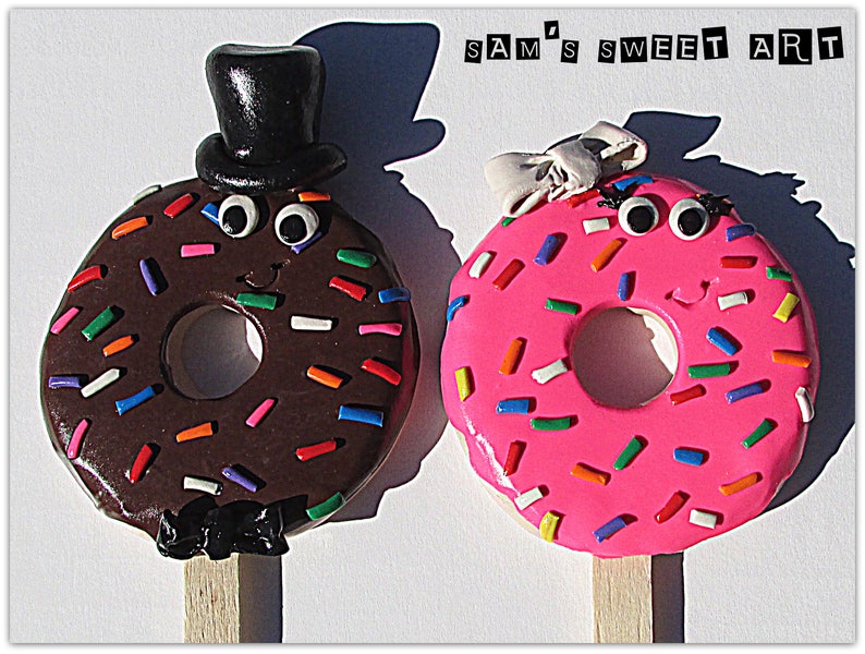 Custom Doughnut Bride & Groom Wedding Cake Toppers, Custom Wedding Toppers, Doughnut Wedding, Donut Cake Toppers, Custom Doughnut Wedding image 9