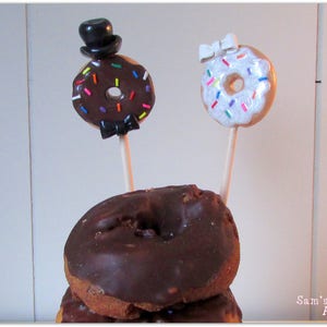 Doughnut Bride & Groom Wedding Cake Topper, Doughnut Wedding Cake Topper, Doughnuts Cake Topper, Doughnut Wedding, Doughnut Bride, Doughnuts image 6
