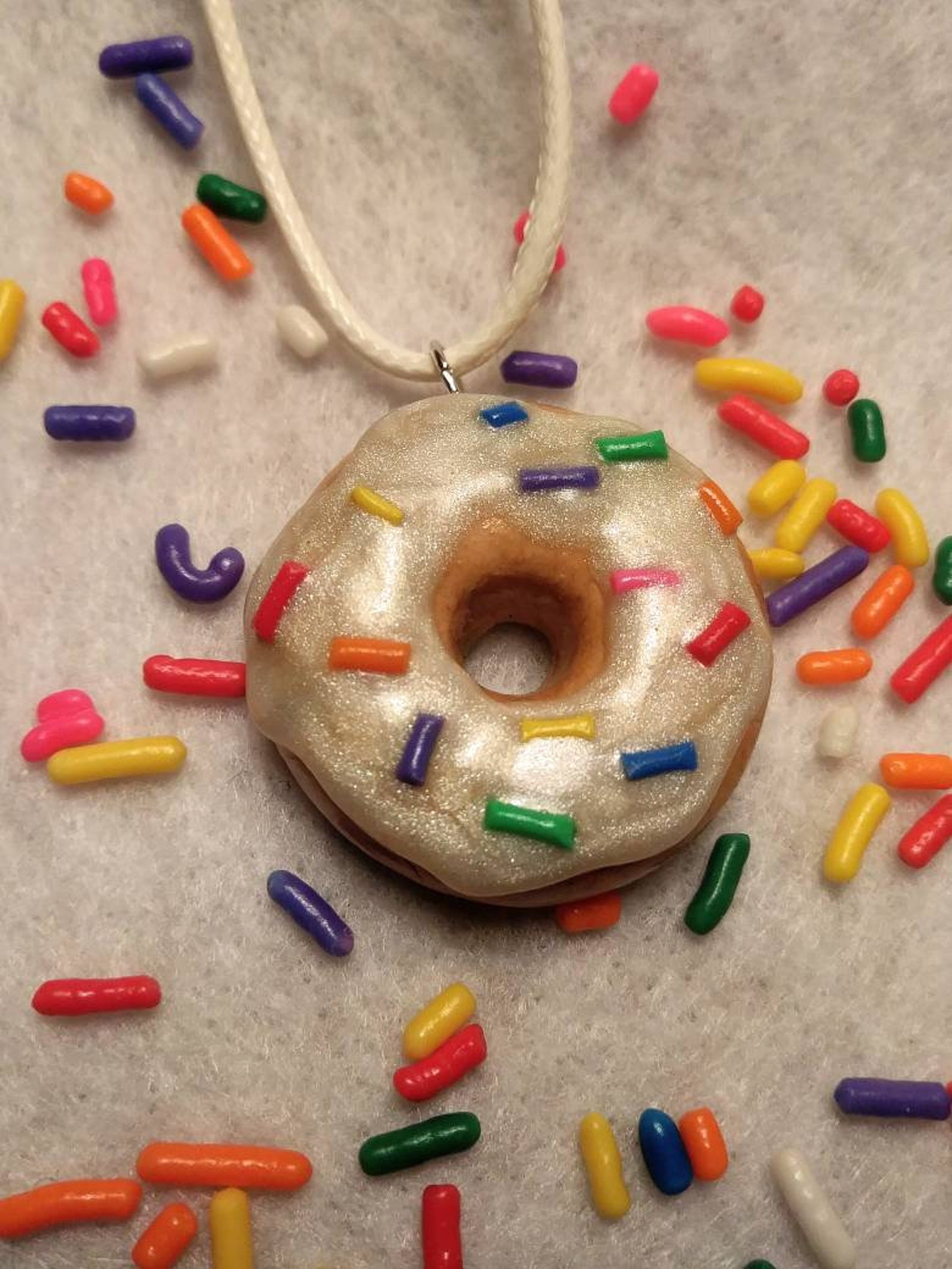 Donut Necklace Sprinkled Donut Necklace Doughnut Necklace Etsy