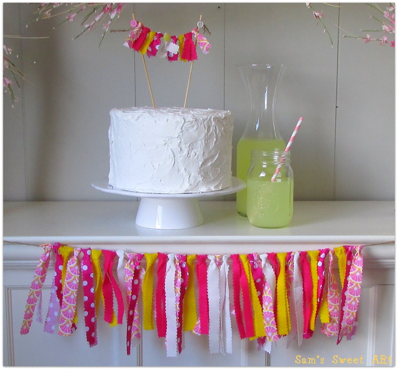 Lemonade Theme Lemonade Party Decoration Lemonade Baby Shower Lemonade Rag Tie Garland Lemonade Garland,Pink Lemonade Lemonade Birthday