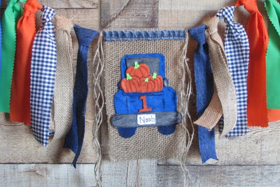 Pumpkin Truck High Chair Banner Pumpkin Highchair Banner Pumpkin Theme One Blue Truck Little Pumpkin Birthday Our Little Pumpkin Photo Prop Il_570xn