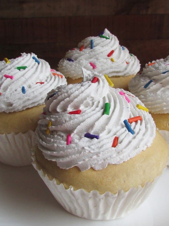 Fake Cupcakes For Display Faux Cupcake Fake Baked Goods Tiered Tray Decor Bakery Kitchen Sprinkled Vanilla Cupcake Food Props Staging Bake Il_570xn