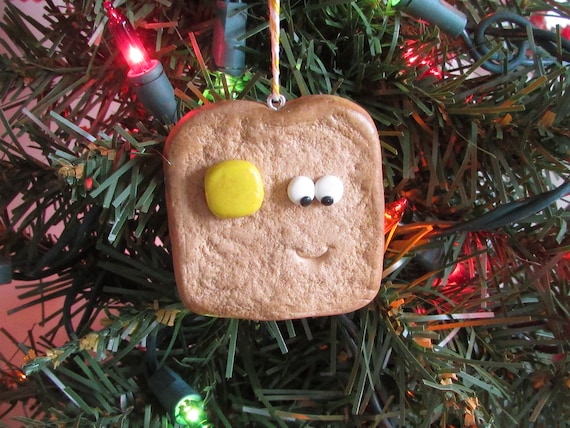 Toast Christmas Ornament Buttered Toast Christmas Ornament Breakfast Food Funny Food Ornament Buttery Toast Slice of Bread Unique Ornaments Il_570xn