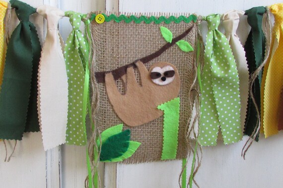 Sloth First Birthday Banner Photo Prop Smash Cake Sloth Birthday Theme Let's Hang Wild One Sloth Party Banner High Chair Highchair Jungle Il_570xn