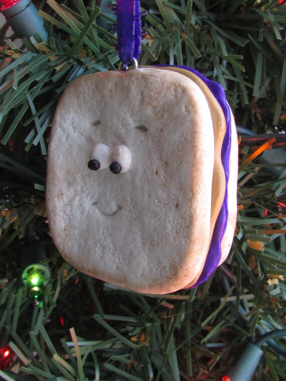 Peanut Butter & Jelly Christmas Ornament Sandwich Ornament Sandwich Charm Funny Food Ornament Food Ornament Funny Food PB and J PBJ Bread Il_570xn