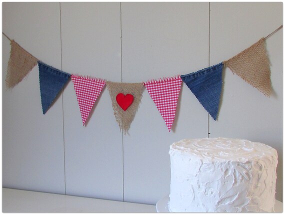 Gingham Wedding Banner Burlap Denim Wedding Red White Gingham Wedding Picnic Party Gingham Shower Rustic Heart Banner Farmers Market Picnic Il_570xn