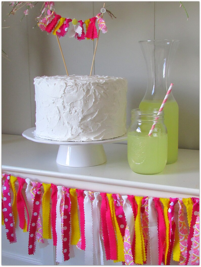 Lemonade Theme Lemonade Party Decoration Lemonade Baby Shower Lemonade Rag Tie Garland Lemonade Garland,Pink Lemonade Lemonade Birthday