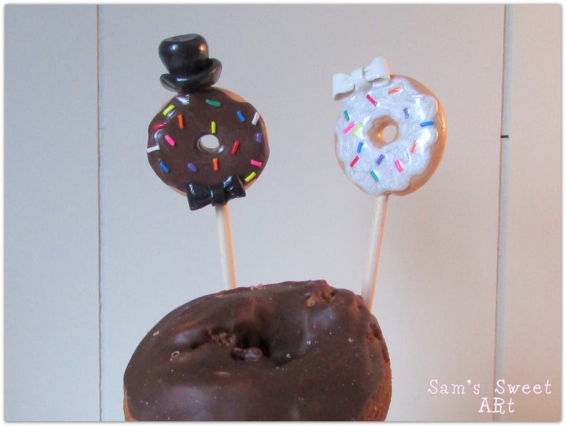 Doughnut Bride & Groom Wedding Cake Topper, Doughnut Wedding Cake Topper, Doughnuts Cake Topper, Doughnut Wedding, Doughnut Bride, Doughnuts image 5