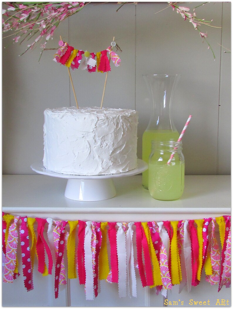 Lemonade Theme Lemonade Party Decoration Lemonade Baby Shower Lemonade Rag Tie Garland Lemonade Garland,Pink Lemonade Lemonade Birthday
