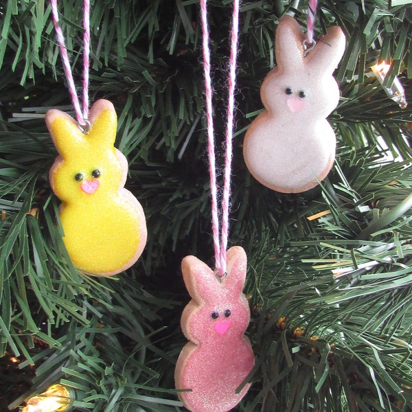 1 MINI Easter Sugar Cookie Ornament Easter Spring Tree Marshmallow Bunny Rabbit Shaped Cookie Ornaments Funny Food Baker Bakery Easter Gift