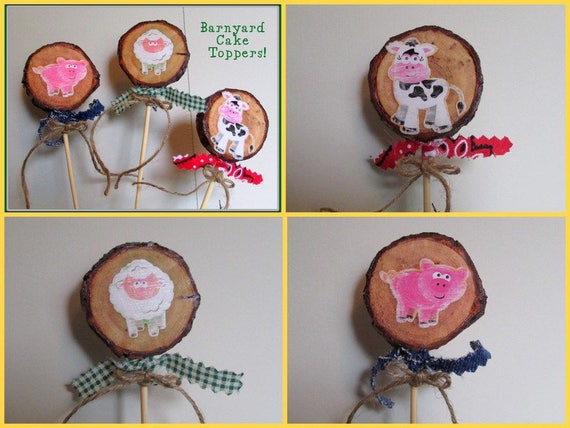 Farm Animal Cake Topper Barnyard Baby Shower Farm Baby Shower Farm Theme Barn Cake Topper Tractor Birthday Cowboy Cowgirl Picnic BBQ Pig Cow Il_570xn