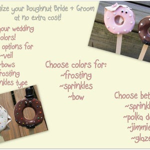 Custom Doughnut Bride & Groom Wedding Cake Toppers, Custom Wedding Toppers, Doughnut Wedding, Donut Cake Toppers, Custom Doughnut Wedding image 3