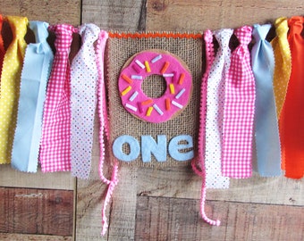 Donut Grow Up Banner Donut First Birthday Banner Donut Party Decoration High Chair Banner Highchair Garland Cake Smash Pink Donut Doughnut