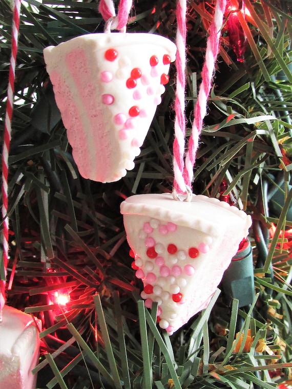 Mini Cake Slice Valentines Day Ornament Cake Charms Tree Bakery Cake Ornament Food Strawberry Red Pink White Valentine Pink Cake Il_570xn
