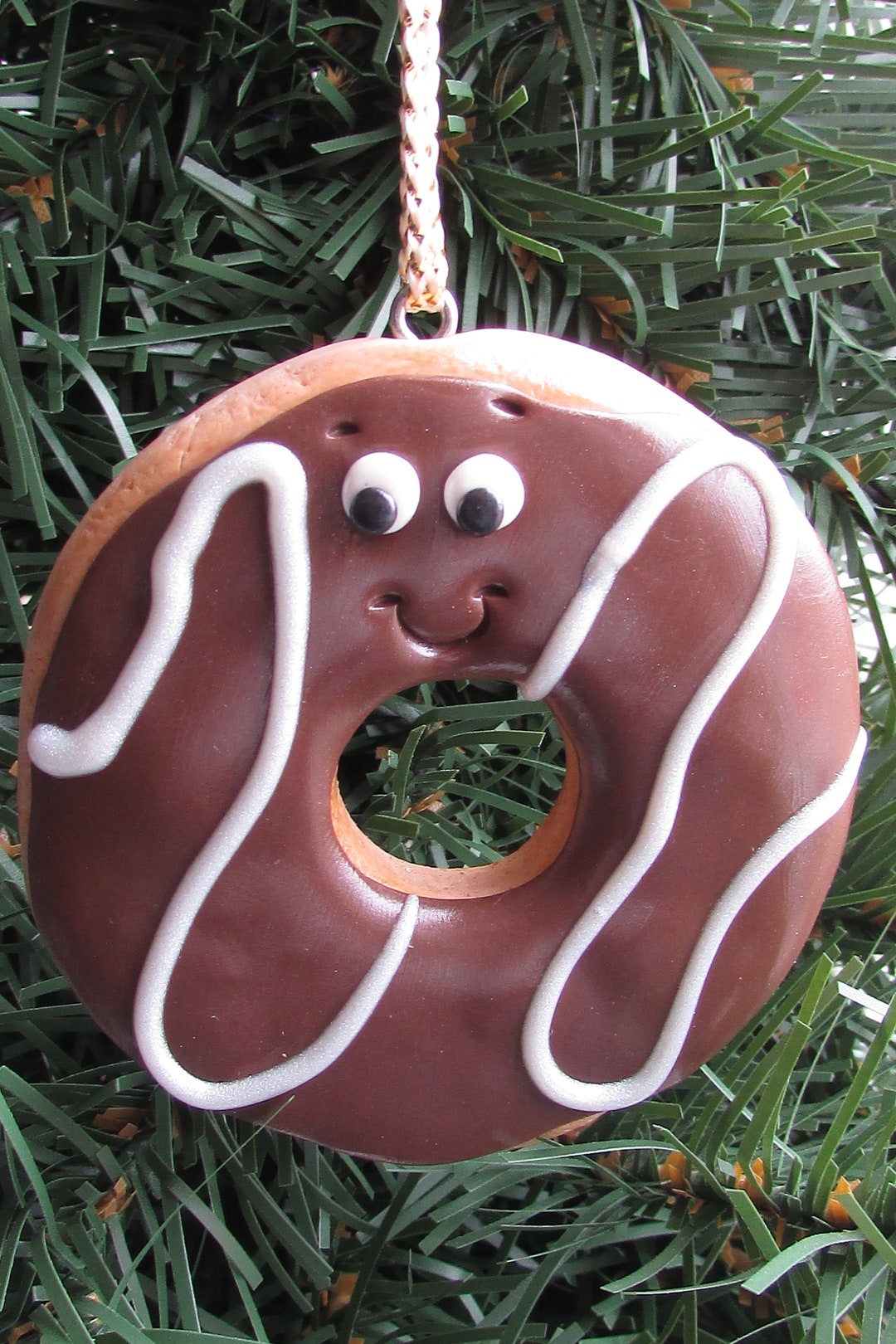 Donut Christmas Ornament Chocolate Donut Ornament Christmas Etsy