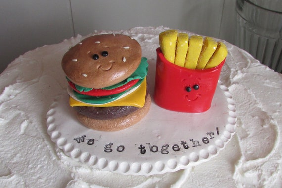 Burger & Fries Wedding Cake Topper, Hamburger and Fries Topper, Hamburger Topper, We Go Together Wedding Topper, We Go Together, Burger Il_570xn