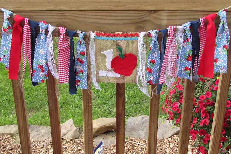 Strawberry Party Strawberry Birthday Banner Farmers Market Strawberry Decorations Berry Strawberry Shortcake Strawberry First Birthday