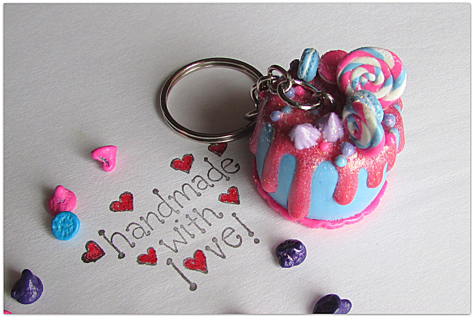 Cake Keychain Birthday Cake Keychain Dessert Keychain Baker Etsy