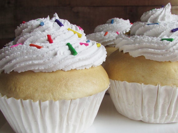 Fake Cupcakes For Display Faux Cupcake Fake Baked Goods Tiered Tray Decor Bakery Kitchen Sprinkled Vanilla Cupcake Food Props Staging Bake Il_570xn
