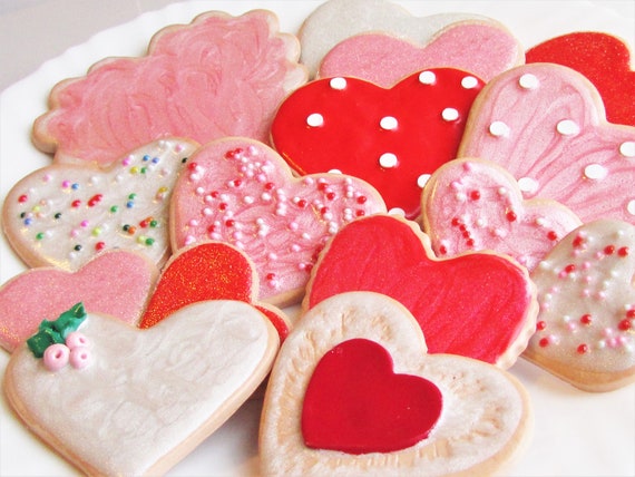 Fake Valentines Cookies Faux Heart Shaped Cookies Vintage Home Display Decor Bakery Sugar Cookie Cut Outs Food Ornament Milk Valentine's Day Il_570xn
