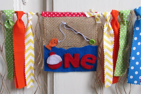 Fishing Birthday Banner The Big One Fishing Birthday Fishing High Chair Banner First Birthday Photo Prop Smash Cake Ofishally One Fisherman Il_570xn