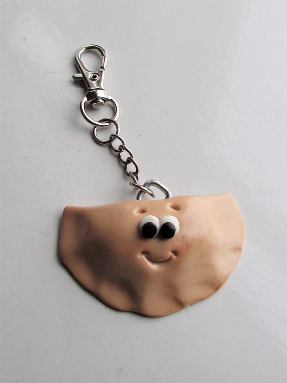 Pierogi Key Chain Pittsburgh Keychain Pierogi Charm Funny Food Ornament Food Key Ring Funny Food Polish Hill Food Black and Gold The Burgh Il_570xn
