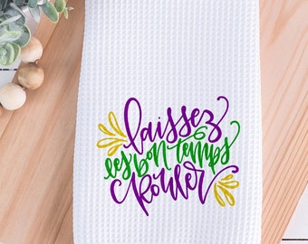 Mardi Gras Laissez Les Bon Temps Crouler Towel, Let the Good Times Roll Kitchen Waffle Towel