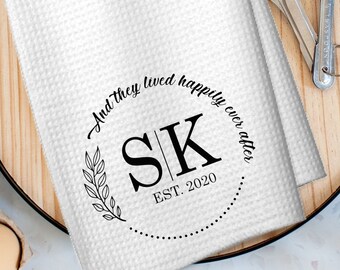 Personalized Wedding Waffle Towel, Anniversary or Shower Gift