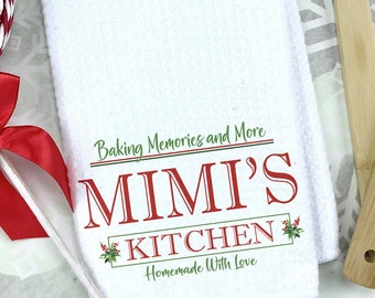 Christmas Kitchen Towel, Custom Baking Towel for Mom, Grandma, Hostess Gift, Cooking Exchange