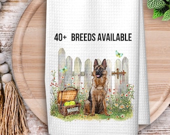 Adorable Spring Kitchen Dog Towel, Personalized Gift for Dog Mom, Custom Pet Decor Housewarming Hostess Gift, Spring Summer Wildflowers