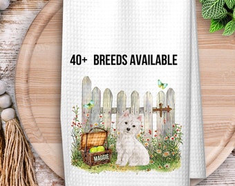 Personalized Dog Breed Kitchen Towel: Spring Wildflower Pet Gift