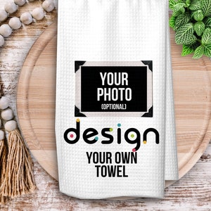 Design Your Own Kitchen Towel, Personalized Tea Towel, Housewarming Gift, Custom Dish Towel with your Photo or Text Dotty