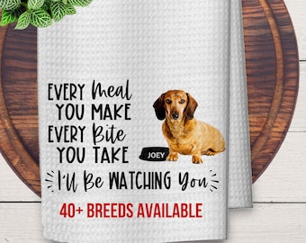 Funny Dog Kitchen Towel, Personalized Gift for Dog Mom, Custom Pet Decor Housewarming Hostess Gift, Every Meal You Make