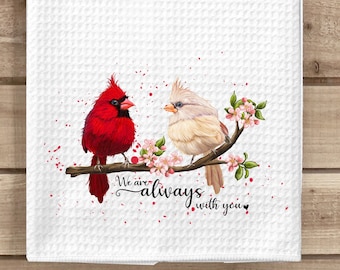 Cardinals Kitchen Towel, We are Always With You Cardinal Towel, Nature Kitchen Decor, Memorial Towel, Cardinal Hand Towel