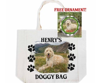 Custom Dog Photo Tote Bag, Personalized Doggy Bag Tote for Dog Owner, Christmas Gift for Pet Owner