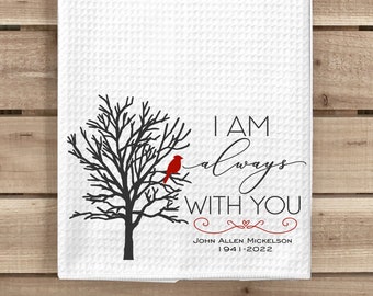 Personalized Cardinal Memorial Kitchen Towel, Sympathy Gift