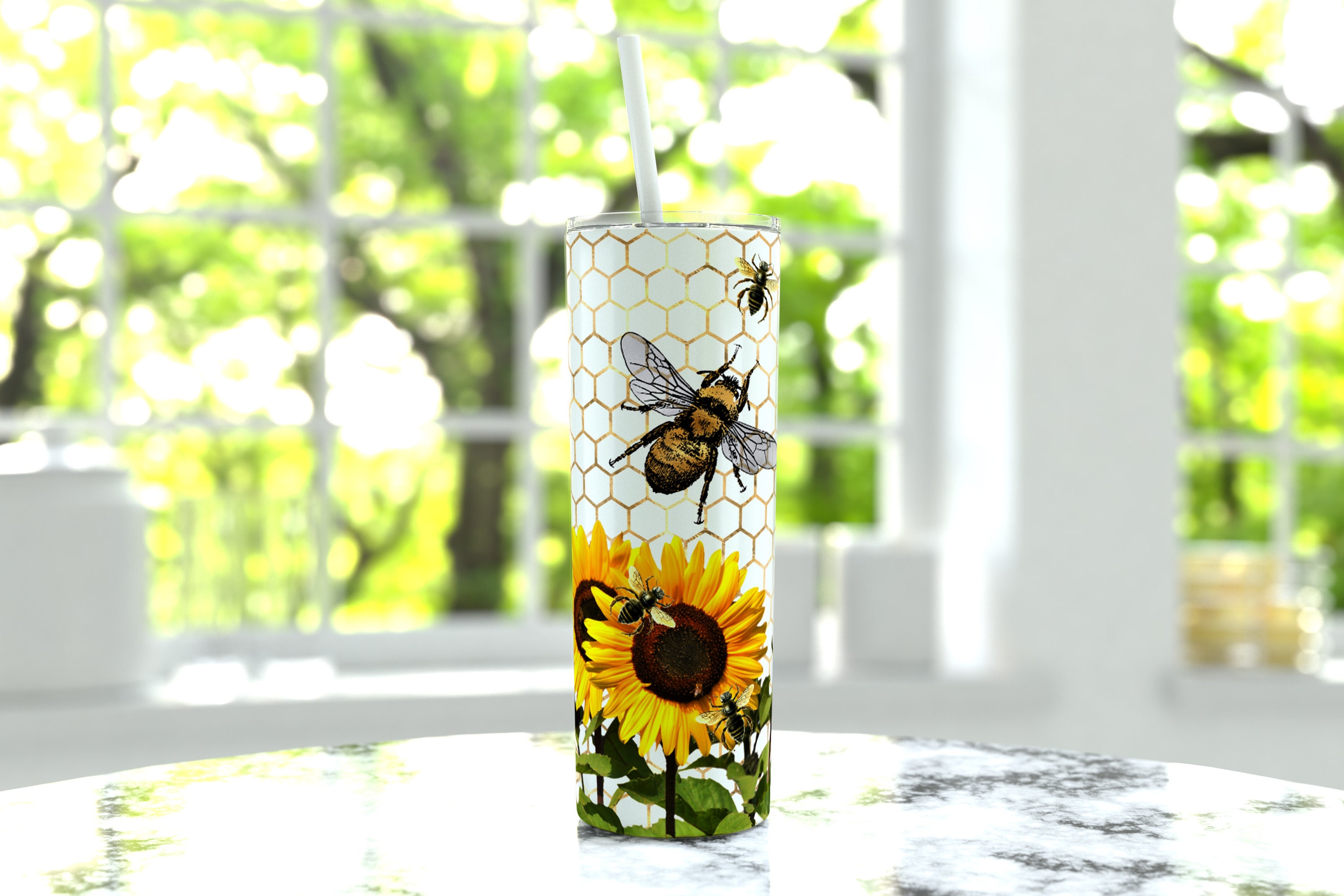 Sunflower Honey Bee Insulated Tumbler with Straw Optional Etsy